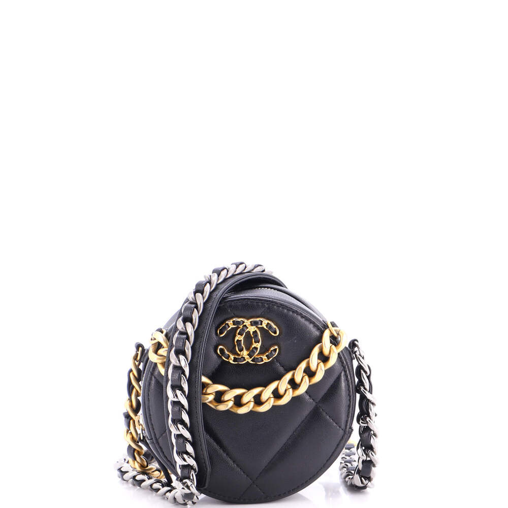 Chanel 19 Round Clutch with Chain Quilted Leather